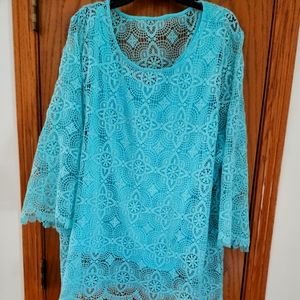 BEAUTIFUL LACY TUNIC TOP BY RUBY RD. SIZE 2X